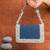 Denim blue beaded embroidered clutch
