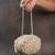 White pearl embroidered silk clutch