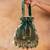 Emerald green embroidered silk potli bag