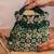 Deep green embroidered velvet potli bag