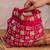 Hot pink embroidered velvet potli bag