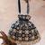 Navy blue embroidered velvet potli bag