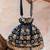Navy blue embroidered velvet potli bag
