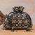 Jet black embroidered velvet potli bag