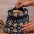 Jet black embroidered velvet potli bag