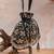 Jet black embroidered velvet potli bag