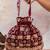 Red embroidered velvet potli bag