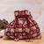 Red embroidered velvet potli bag