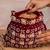 Red embroidered velvet potli bag