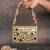 Gold mirror embroidered silk clutch