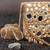Gold mirror embroidered silk clutch