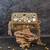 Gold mirror embroidered silk cylindrical bag