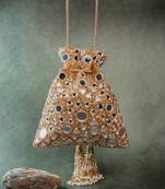 Gold mirror embroidered silk potli bag