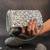 Silver kundan embroidered silk clutch