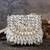 Silver diamond embroidered silk clutch