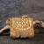 Gold embroidered silk mini clutch