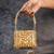 Gold embroidered silk mini clutch