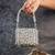 Silver embroidered silk mini clutch