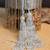 Silver hinted cascade embroidered silk cylindrical bag