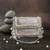 Slate silver hinted embroidered silk clutch