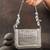 Slate silver hinted embroidered silk clutch