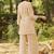 Biege embroidered viscose jacquard straight kurta set