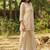 Biege embroidered viscose jacquard straight kurta set