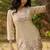 Biege embroidered viscose jacquard straight kurta set