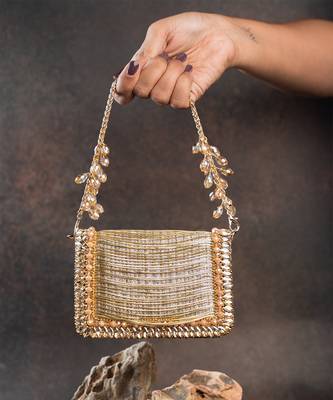 Slate gold hinted embroidered silk mini clutch 3