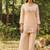 Peach embroidered viscose jacquard straight kurta set