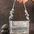 Slate silver hinted embroidered silk mini clutch