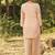 Peach embroidered viscose jacquard straight kurta set