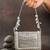 Slate silver hinted embroidered silk mini clutch
