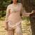 Peach embroidered viscose jacquard straight kurta set