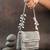 Slate silver hinted embroidered silk mini clutch