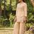 Peach embroidered viscose jacquard straight kurta set