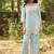 Blue embroidered viscose jacquard straight kurta set