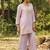 Lavender embroidered viscose jacquard straight kurta set