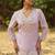 Lavender embroidered viscose jacquard straight kurta set