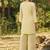Yellow embroidered viscose jacquard straight kurta set