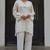 White embroidered pure cotton straight kurta set