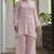 Pink embroidered pure cotton straight kurta set