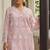 Pink embroidered pure cotton straight kurta set