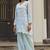 Blue embroidered pure cotton straight kurta set