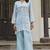 Blue embroidered pure cotton straight kurta set