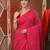 Elegant pink cotton handspun saree with sequin embellishments and pom pom