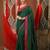 Green cotton sequence work soft saree with contrast border