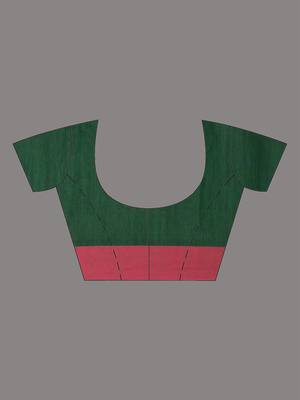 Green cotton sequence work soft saree with contrast border 4