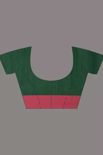 Green cotton sequence work soft saree with contrast border