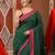 Green cotton sequence work soft saree with contrast border